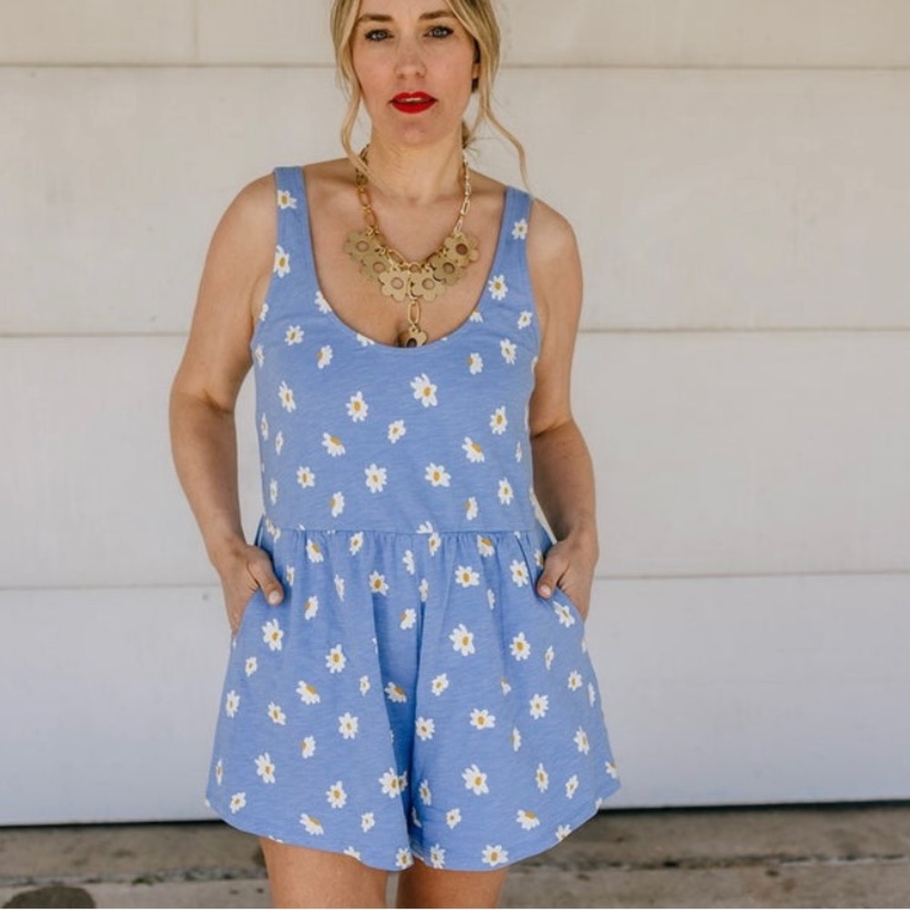 Blue Daisy Romper by Vada Winter